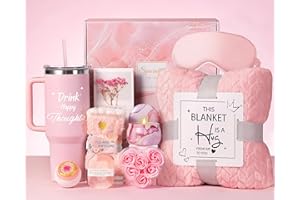 Aeenr Birthday Gifts for Women - Relaxing Spa Gift Set -Self Care Get Well Soon Gift Baskets - Happy Birthday Gift Set W/Flannel Blanket & 40 OZ Tumbler for Mom Wife Her Best Friend Sister Girlfriend