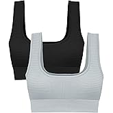 Square Neck Padded Sports Bra, Push Up Sports Bra for Women, Cute Comfy Seamless Scoop U Back Low Impact Workout Gym Yoga Bra