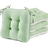 Betu Chair Cushions for Dining Chairs Set of 4,3.5" Thick Green Kitchen Chair Cushions Chair Pads with Ties,Non Slip Backing,Home Room Decor Seat Cushion,Bar,Patio Folding Chairs16"X16"X3.5"Sage Green