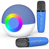 Mgaolo Mini Karaoke Machine for Kids Adults,Portable Bluetooth Speaker with 2 Wireless Microphones,Gift Toys with MP3 Player for Boys Girls 3-12 Year Old Birthday Family Home Party Present (Blue)