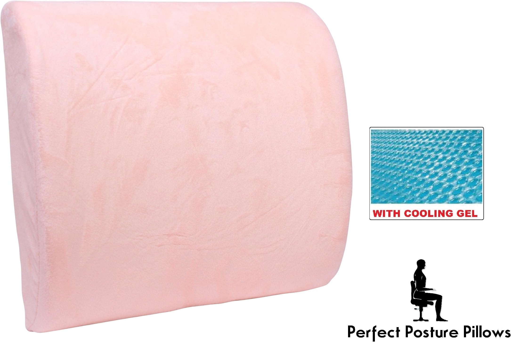 Perfect Posture Pillows Best Lumbar Support Cushion with Cooling Gel Pad for Support at Office Chair, Car Seat or Home. Premium Lumbar Cushion for Lower Back Pain Relief by (Pink)