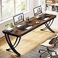 Tribesigns 2 Person Desk, 78 Inch Long Computer Desk, Two People Office Table with Stylish Legs, Double Workstation for Home Office (Rustic Brown)