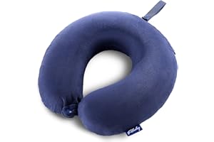 Fabuday Travel Pillow Memory Foam - Head Neck Support Airplane Pillow for Traveling, Car, Home, Office, Travel Neck Flight Pillow with Attachable Snap Strap Soft Washable Cover