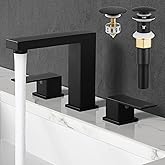 KES All Metal Black Bathroom Faucets with Pop Up Sink Drain with Overflow, 8 Inch Widespread Bathroom Faucet 3 Hole Vanity, SUS 304 Stainless Steel Matte Black, L4350LFF12-BK-C1