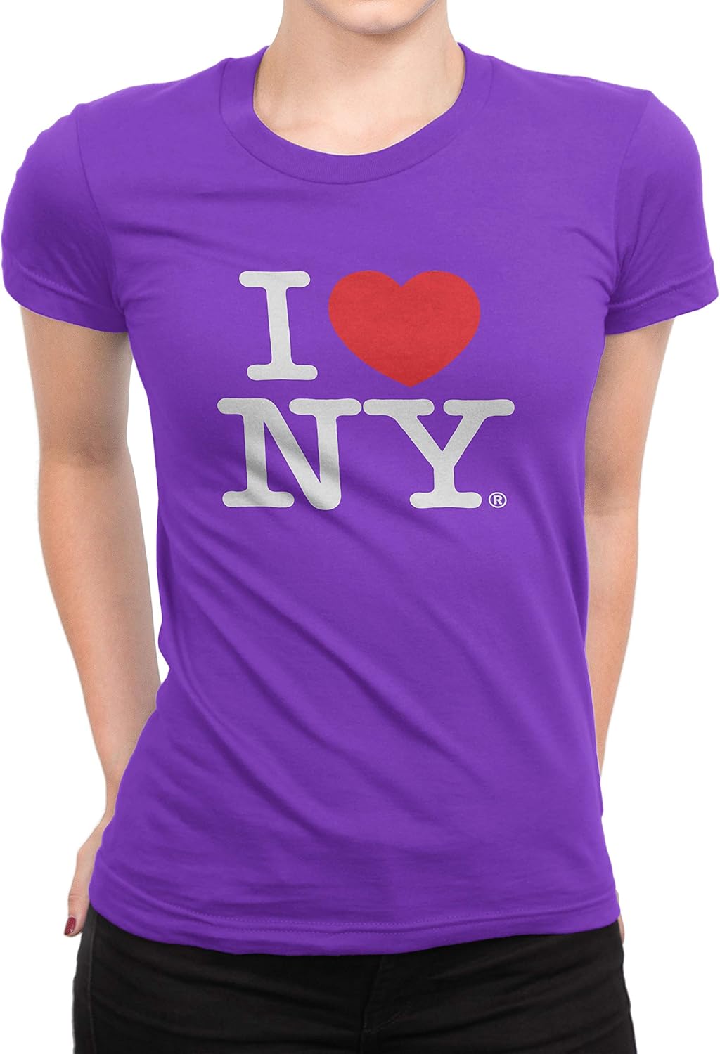 I Love Ny New York Womens T Shirt Spandex Tee Heart Purple Amazon Co Uk Clothing