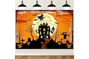Avezano Halloween Backdrop Horrible Night Graveyard Hallowmas Eve Party Decorations Kids Happy Halloween Dress Up Party Banner Background Photobooth Props(7x5ft)