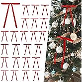 24 PCS Red Velvet Ribbon Bows for Christmas Tree - 3/8" Vintage Velvet Christmas Ornaments - Christmas Tree Bows for Wreaths, Door, Outdoor, Gifts,Holiday, Party Decor (Red)
