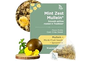 Tea Facto Mint Zest Mullein Tea Bags - Whole Mullein and Spearmint Tea Bags with Monk Fruit Seeds - 10 Packs