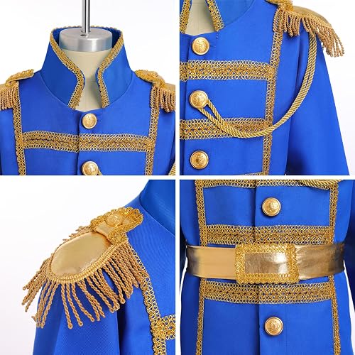 King Prince Charming Costume For Boys - Complete Medieval Royal Dress-Up Set With Cape, Crown, Scepter (Ages 3-10)