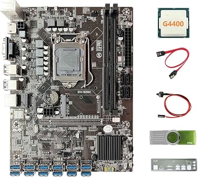 Oikabio B250C BTC Mining Motherboard G4400 CPU LGA1151 DDR4 12 USB3.0 ETH Crypto