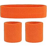 ONUPGO Sweatband Set Sports Headband Wristband Set Sweatbands Terry Cloth Wristband Wrist Sweatband Headbands Moisture Wicking Sweat Absorbing Head Band
