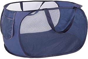 LVXINLI collapsible laundry baskets, Pop Up Laundry Hamper, Foldable mesh Laundry Baskets (Each with 2 Reinforced Handles) (blue)……