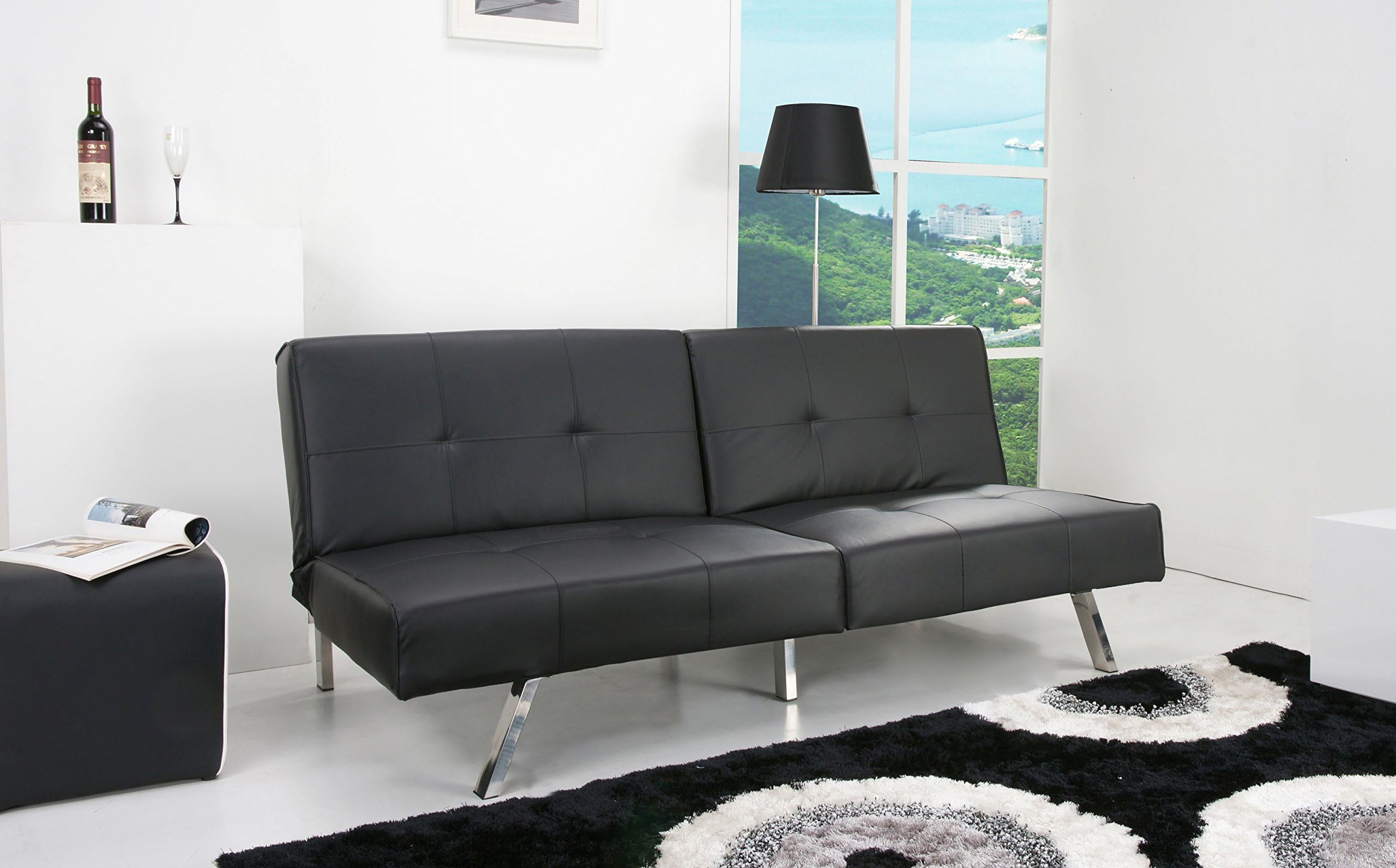Gold Sparrow Victorville Foldable Futon Sofa Bed, Black