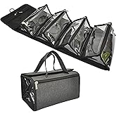 Jula Vance Large Capacity Hanging Eco Polyester Travel Toiletry Bag Makeup Cosmetic Bag 4-in-1 Roll-Up Make Up Storage Organizer With 4 detachable Removable Zipper Clear TPU Pouches & Hook