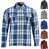 Daniel Smart Men's Motorcycle Shirt Plaid Biker Flannel Jacket Removable Sporty Armored, Zipper Closure & Water Resistant