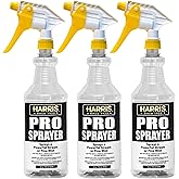HARRIS Professional Spray Bottle 32oz (3-Pack), All-Purpose for Cleaning and Plants with Clear Finish, Pressurized Sprayer, Adjustable Nozzle and Measurements