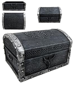 Atlantic Ebros Gift Medieval Fantasy Celtic Crest Dragon Decorative Box Figurine 4.75" Long As Dungeons and Dragons Mythical Decor Trinket Storage Sculpture Mini Chest Box Statue GOT LOTR Gothic Fans