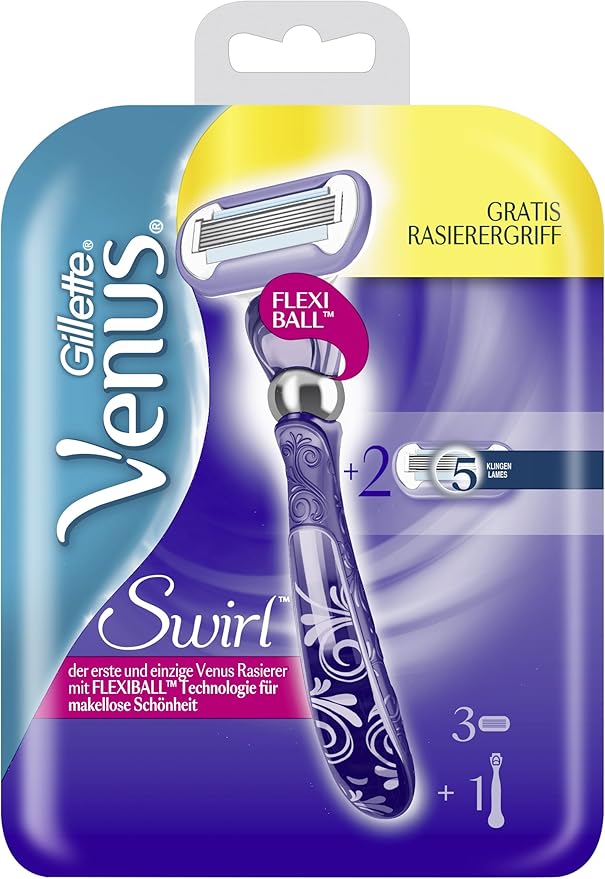 Gillette Venus Swirl Shaver/Razor Blades with Free Handpiece Pack of 3