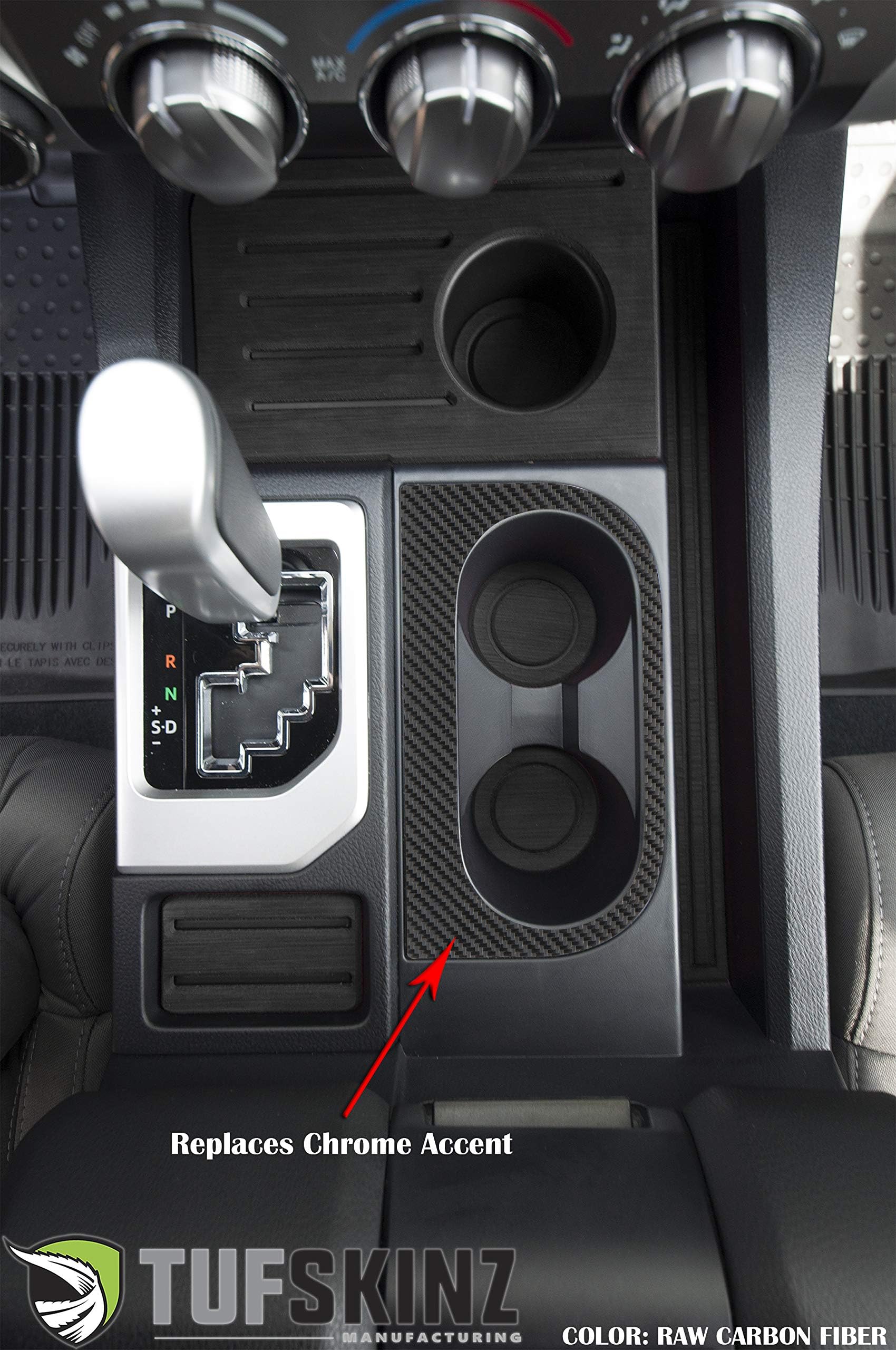 TufSkinz | Center Console Cup Holder Replacement Accent Trim - Compatible with 2014-2021 Toyota Tundra - 1 Piece Kit