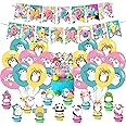 Cute Birthday Decorations, Cute Party Supplies Include Happy Birthday Banner, Cake Topper and Cupcake Toppers, Balloons for Kids Party Decor