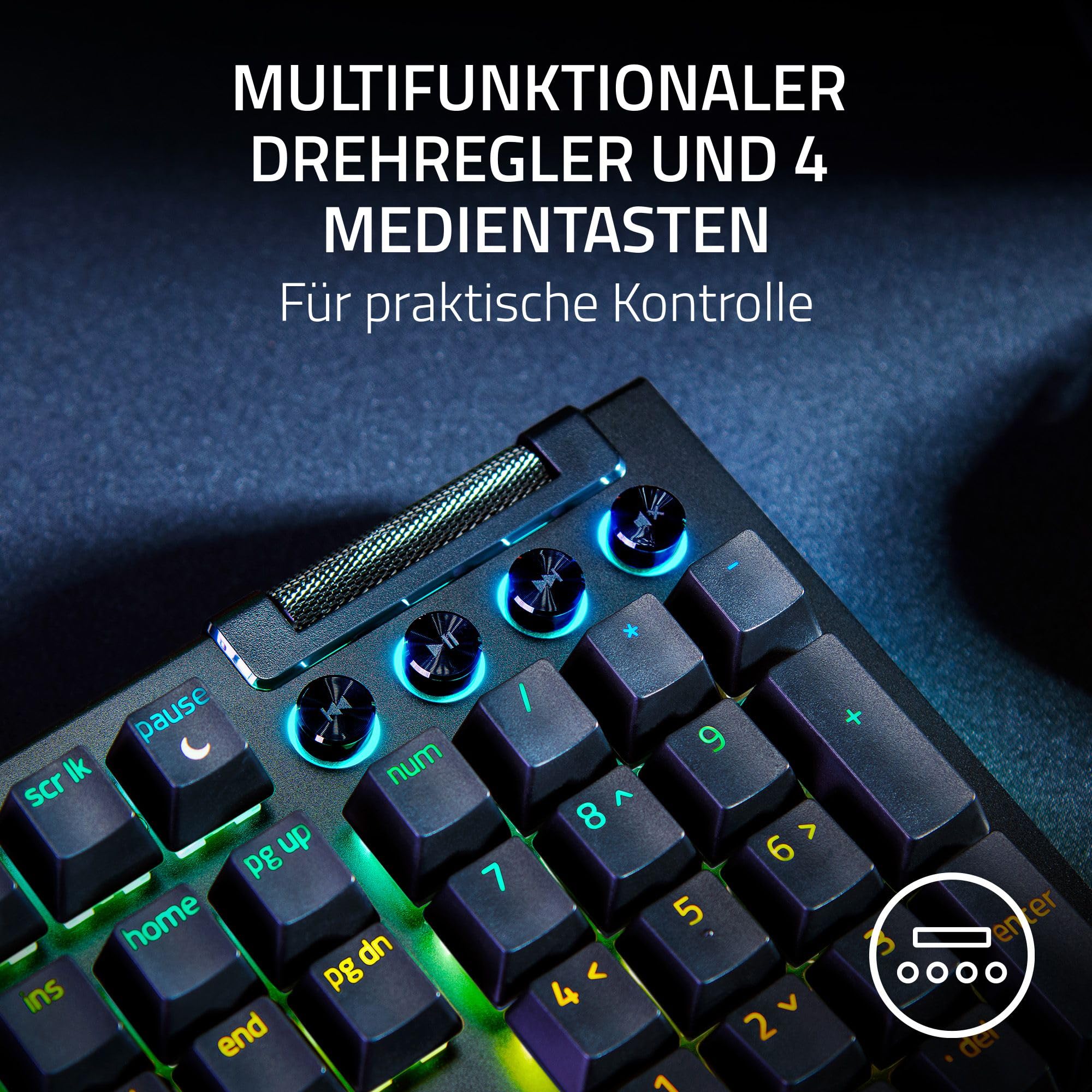 Razer BlackWidow V4 - Mechanische Gaming-Tastatur Chroma RGB (Mechanische Green Switches, 6 eigene Makro-Tasten, Doubleshot-ABS-Tastenkappen) QWERTZ DE-Layout | Schwarz 9