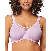 HSIA Minimizer Bras for Women Plus Size, Full Coverage Coolcomfort T Shirt Unlined Bra with Underwire for Heavy Breast, Purple 40C