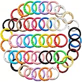 Key Chain Keychain Rings Bulk 50pcs Metal Coloful Round Circle Carabiner Key Ring Clip Keychain O Ring Hooks Spring Snap Rings DIY for Bags Purses Making Suppliers
