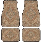 Carpet Car Floor Mats Vintage Rust Orange Geometric Carpet Front Rear Carpets Mat Decorative Car Floor Carpets Non-Slip Auto Car Accessories Universal Fit Car Accessories for Truck