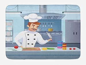 Chef Alfombrilla de baño Cocinar Preparar una Comida de cebolleta y