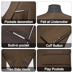 MAGE MALE Men's 3 Pieces Suit Elegant Solid One