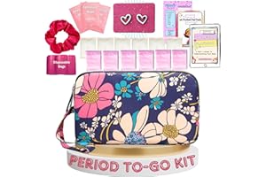 MARK AND LOLA'S First Period Pal Pack to-Go Kit | 24 pcs | First Period Kit for Tweens | Teen Period Kit| Discrete Period Bag, Pads, Panty Liners, Period Kits for Tweens 10-12 (Flowers)
