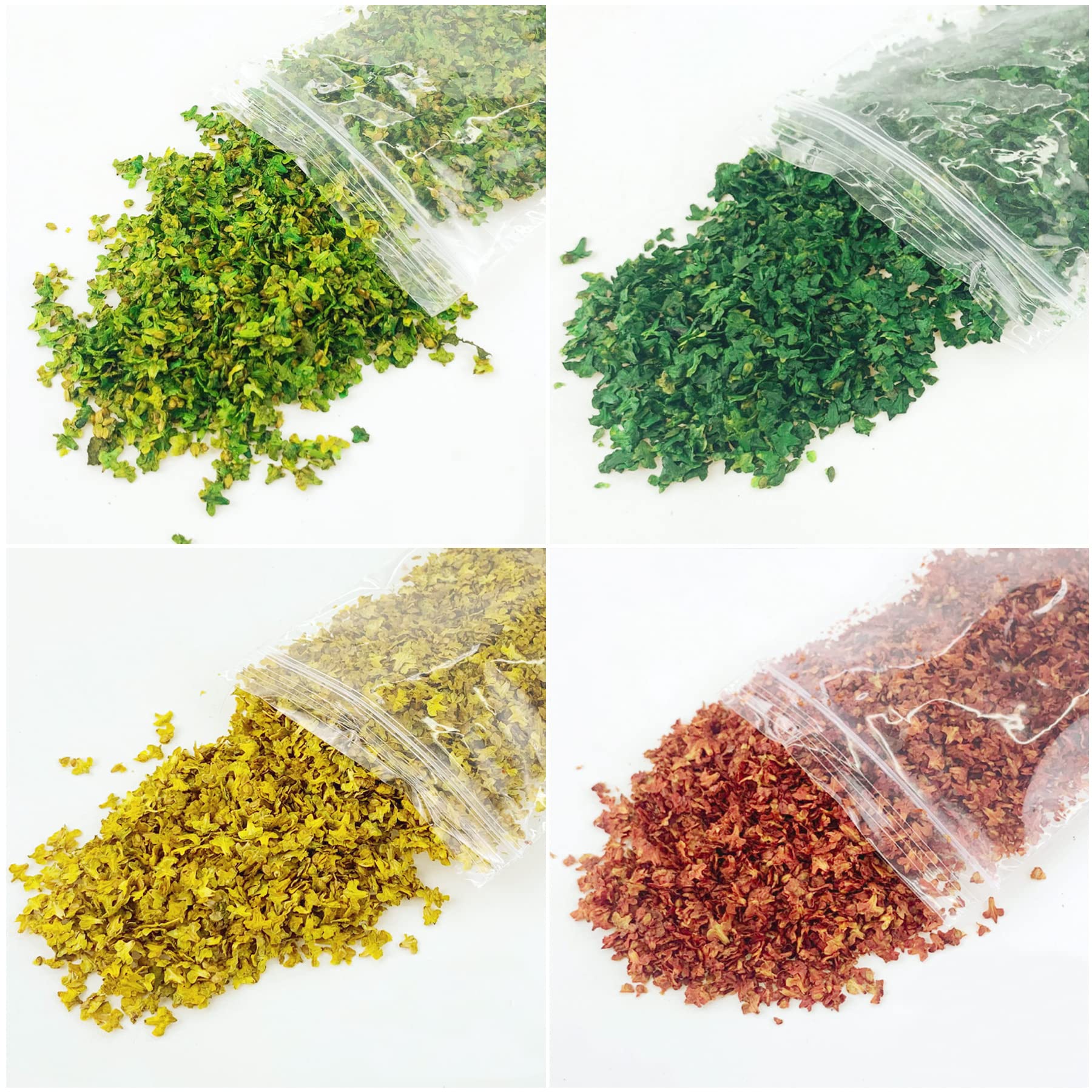 Cayway 4 Pack Model Scenery Leaf, Realistic Miniature Leaves, 4 Color Simulation Leaves for DIY Railway Fairy Garden Simulation Vine for Fairy Garden Diorama Scenery Landscape Layout (Style A)