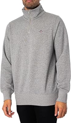 Sudadera Reg Shield con Media Cremallera para Hombre, Gris, M
