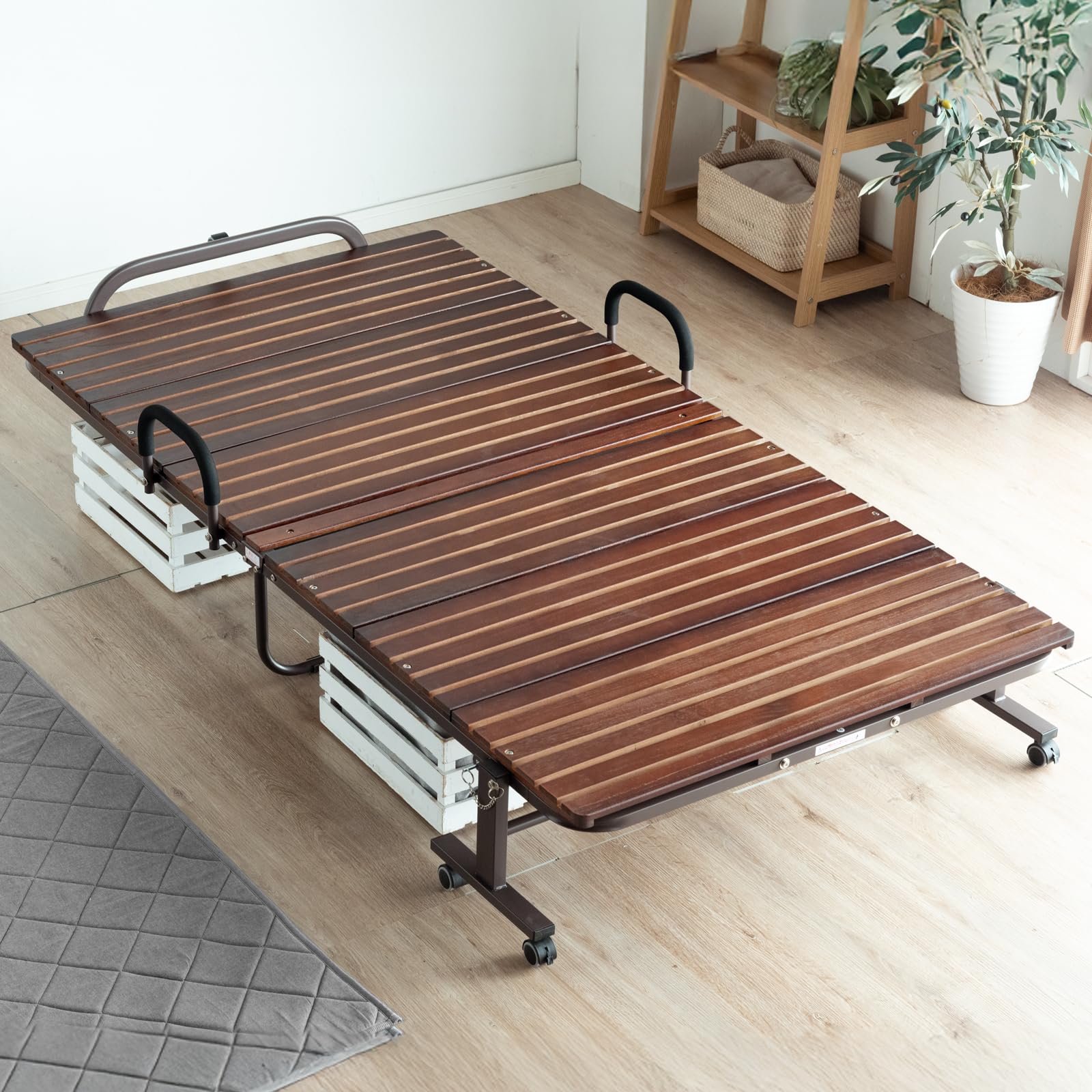 タンスのゲン ベッド シングル 折りたたみベッド すのこベッド 桐 耐荷重約300kg ベッドフレーム 木製 ヘッドレス ブラウン 17610050(90018)商品画像