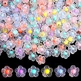 200 Pieces Acrylic Flower Beads for Bracelets, Mix Candy Colors Transparent Bead Charms for DIY Jewelry Making, Necklace and Bracelet Supplies