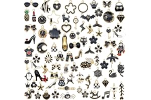 JULIE WANG 30pcs Mixed Enamel Charms Pendants for Jewelry Making Bulk lot Necklace Earrings Bracelet Craft Findings