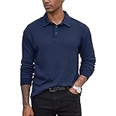 VOGSTART Men's Waffle Polo Stretch Textured Casual Loose fit Soft Collared Pullover (S-2XL)
