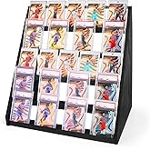 5-Tier Graded Trading Baseball Football Sports Card Display Case, Wood Card Stands for Sports PSA Cards Show Display Case Frame Case for Card Game Collection (Black)
