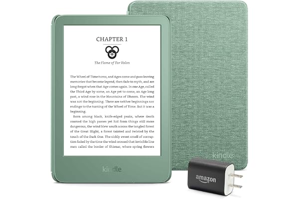 Kindle Essentials Bundle including Kindle (2024 release) - Matcha, Fabric Cover - Matcha, and Power Adapter