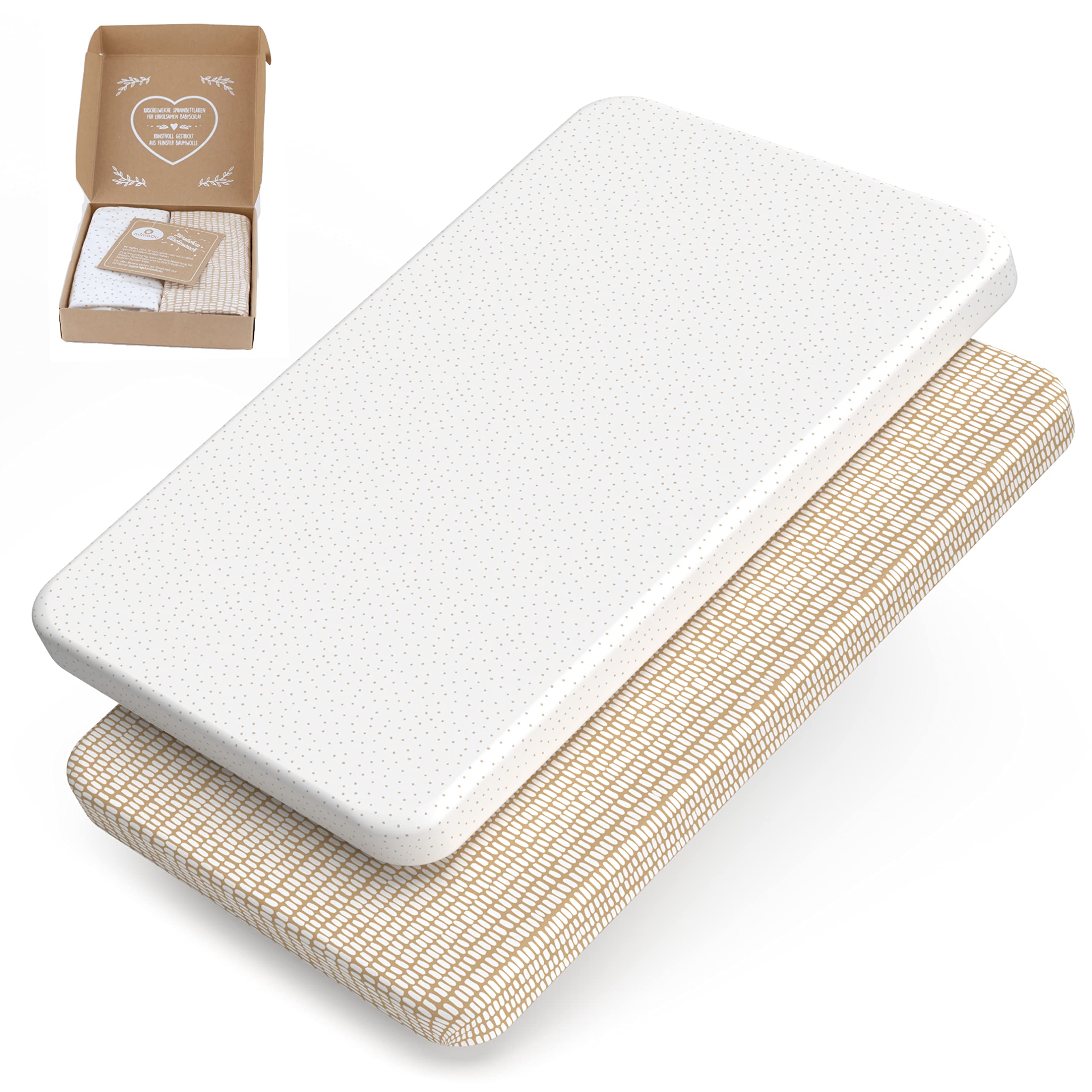 mimaDu® GOTS Organic Fitted Sheet, Side Bed, Fitted Sheet, Pram Mattress Cover, Bassinet Cover, Pram Cover, Fitted Sheet, 90 x 40, 90 x 45, 80 x 50, 50 x 83 cm, Suitable for Chicco Next2me