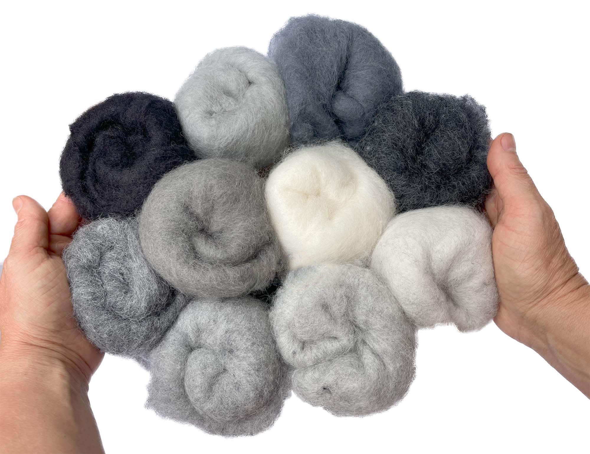 The Felt Box Needle Felting Wool – Grey Shades Pack 100g (3.5oz) | Carded Batts for Needle & Wet Felting, Core & Finishing Wool