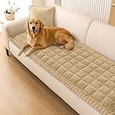 Smiry Non Slip Couch Covers for Dogs, Fuzzy Pet Couch Covers for 2-3 Cushion Sofa Pet Friendly, Soft Sofa Slipcovers Cushion Furniture Protector Washable (Khaki, 27.6" x 59")