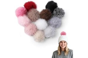 COSWEET 4" Multicolor Fluffy Pom Poms Crochet Accessories - 12 Pcs Removable Soft Faux Fox Fur Knitting Hat Pompoms, Crafts Supplies for Keychains/Scarves/Shoes/Gloves/Bags