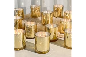 SUPMIND 12 Pack Glass Candle Jars-10oz Golden Empty Candle Jars with Bamboo Lids, Bulk Candle Jars for Gold Wedding Centerpieces for Table Decorations, Gold Party Bridal Shower Decorations
