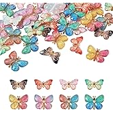 KISSITTY 48pcs Butterfly Charms for Hair Clips Shoe Decor Flat Back Resin Cabochons Embellishments for Photo Frames Crafts Scrapbooking Key Chains Gift Box Bottles Jewelry Making