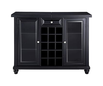 Aprodz Mango Wood Wine Storage Stylish Dillonza Bar Cabinet for Living Room | Black Finish