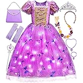 Davvew Princess Dresses for Girls,Light Up Princess Costume for Christmas, Halloween, birthday gifts for Age 3-8 Year Old