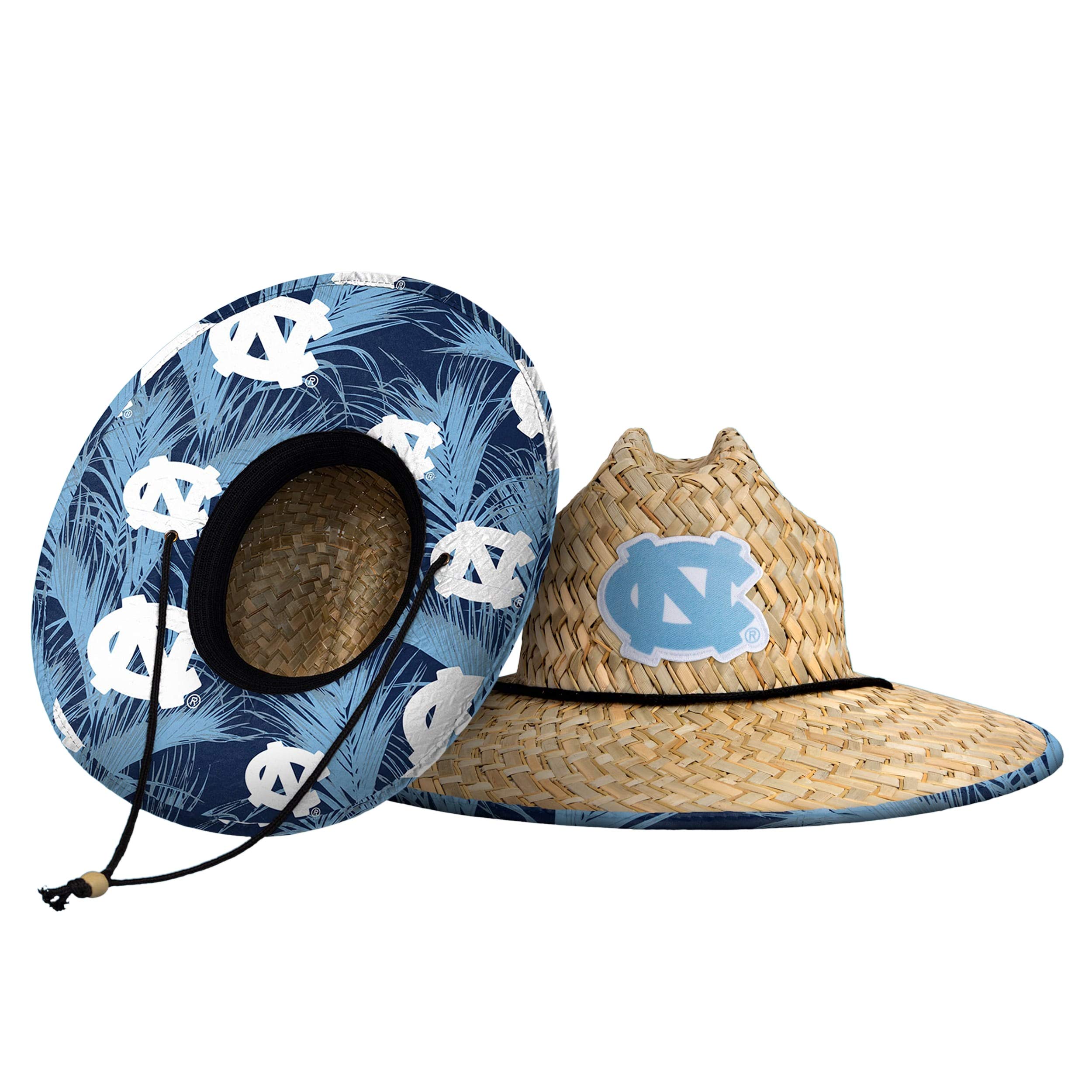 FOCO Mens Ncaa College Team Logo Floral Lifeguard Beach Sun Straw Hat, Team Logo Image