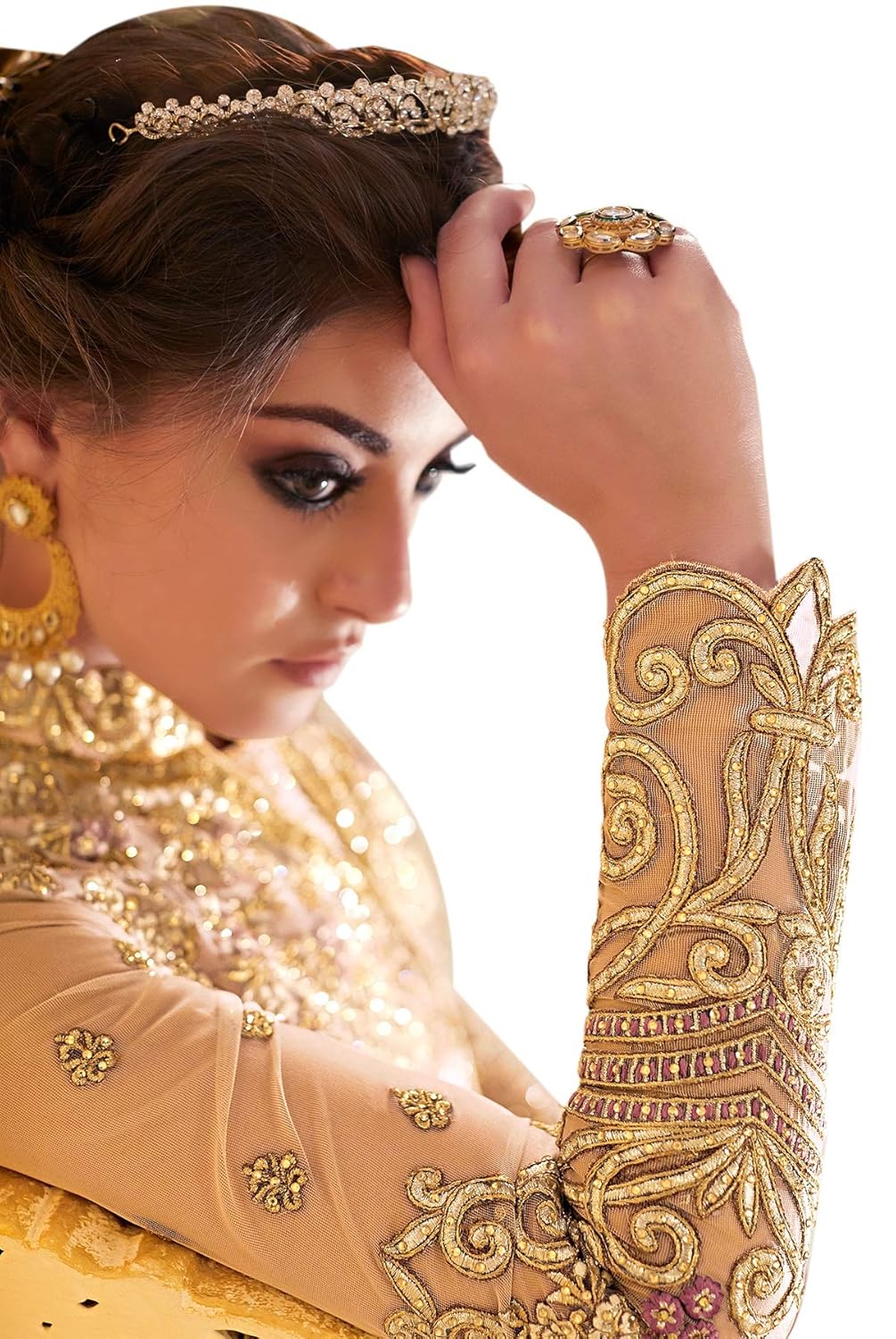 vastrang sarees heavy net embroidered anarkali suits(semi-stitched)