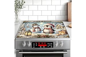 BVBOX Christmas Stove Top Cover Snowman Stove Top Cover for Home Decoration Kitchen Pad Non-Stick Washable Cooktop Covers Countertop Protector Keep Stove Clean 28"x20" (Snowman)